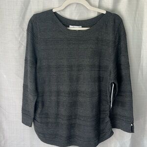 Liz Claiborne Charcoal Heather Gray Stretch Top Ruched Sides, Women's L, NWT